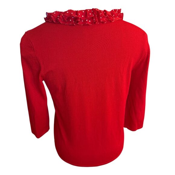 Jones New York Red Knit Top Removable Ruffle Collar Sz. XL 3/4 Sleeves - Picture 6 of 11